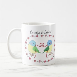 Tie knotting Lovebird Couple Custom Names Coffee Mug