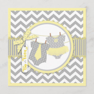 Tie or Tutu & Chevron Print Gender Reveal Party Invitation