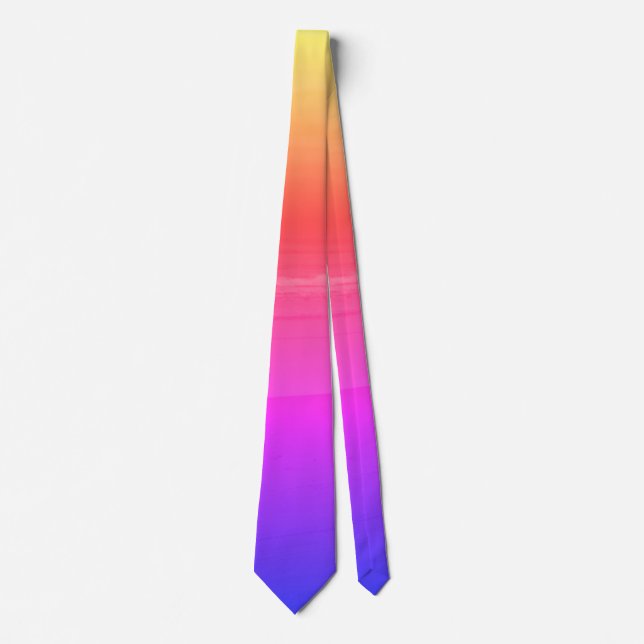 Tie Pink Beach Sunset Ocean Waves Yellow Orange (Front)