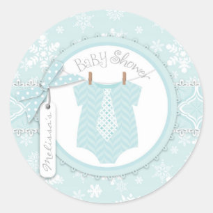 Tie Polka Dot Jumper and Winter Snowflake Print Classic Round Sticker