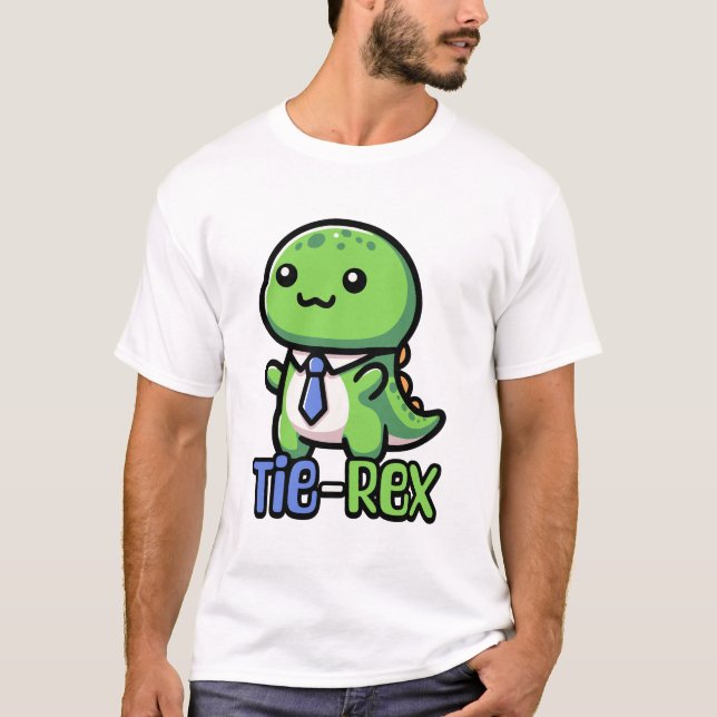 Tie Rex! Cute Tie Wearing Dinosaur Pun T-Shirt (Front)