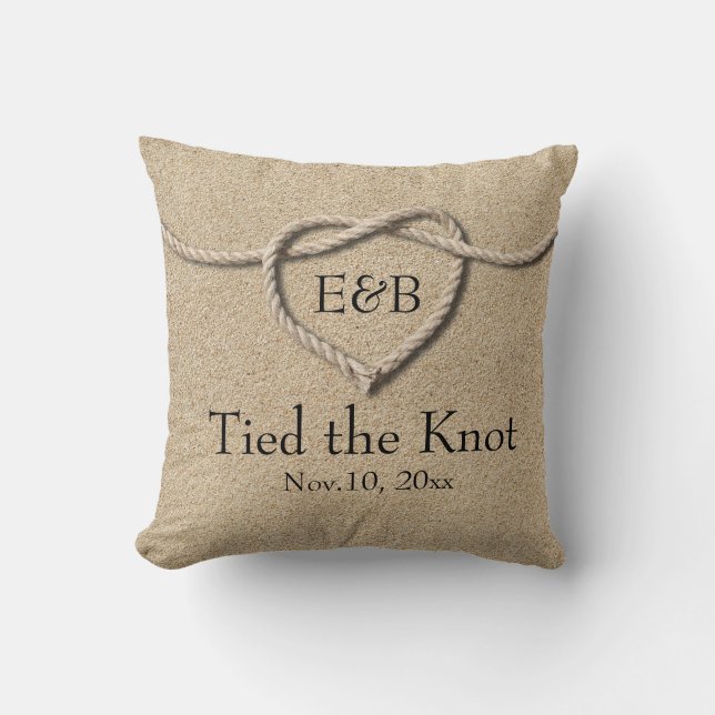 Tie the Knot Beach Wedding Pillow (Front)