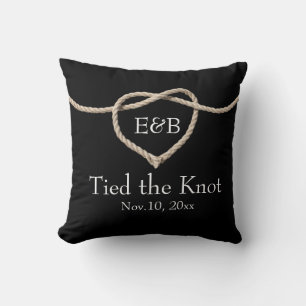 Tie the Knot Black Wedding Pillow