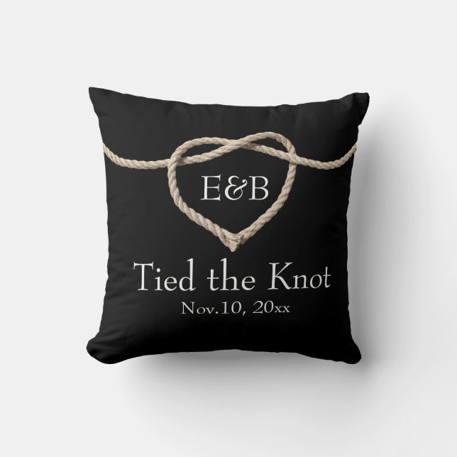 Tie the Knot Black Wedding Pillow (Front)