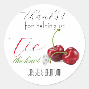 Tie the Knot Cherry Thank You Wedding Classic Round Sticker