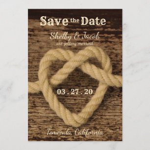 Tie the Knot Heart - Save The Date Invitation