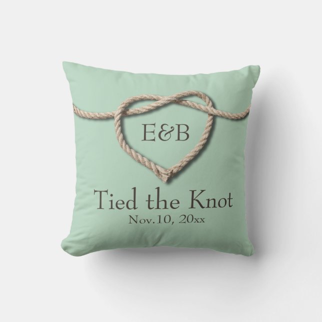 Tie the Knot Mint Wedding Pillow (Front)