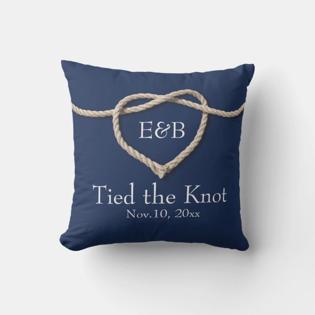 Tie the Knot Outdoor Navy Wedding Pillow (Front)