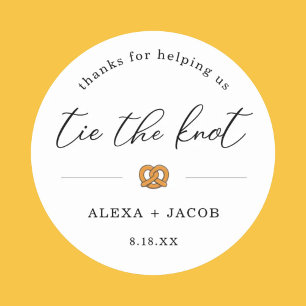 Tie the Knot Pretzel Wedding Favour Thanks Label