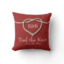 Tie the Knot Red Wedding Pillow