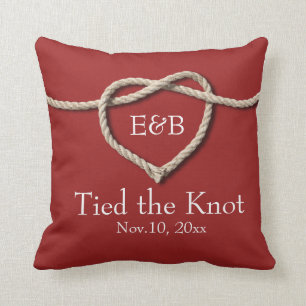 Tie the Knot Red Wedding Pillow