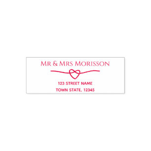 Tie The Knot Rope Heart Wedding Return Address Self-inking Stamp