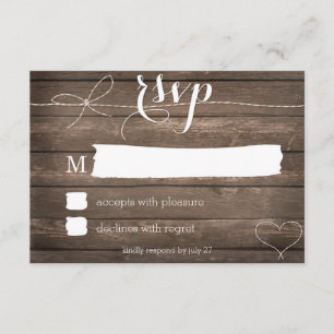 Tie the Knot Rustic Wood Wedding RSVP Card