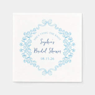  "Tie the Knot" Something Blue Bow Bridal Shower  Napkin