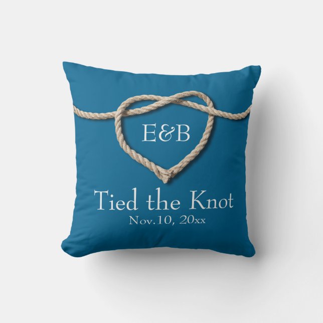 Tie the Knot Turquoise Wedding Pillow (Front)