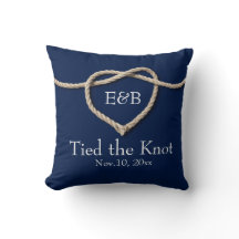 Tie the Knot Wedding Pillow Navy