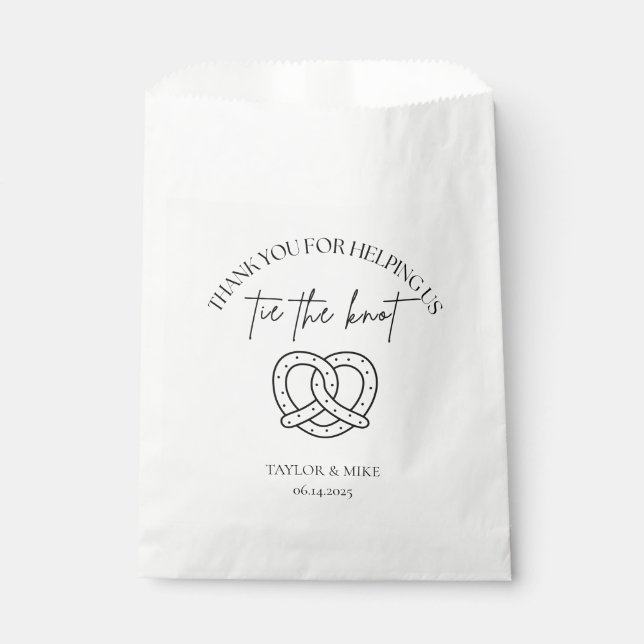 Tie the Knot Wedding Pretzel Favor Bags (Front)