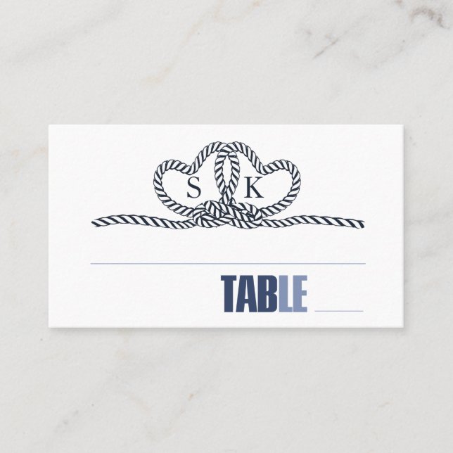 Tie The Knot Wedding Table Blue ID678 Place Card (Front)