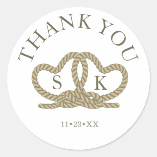 Tie The Knot Wedding Thank You Gold ID678 Classic Round Sticker