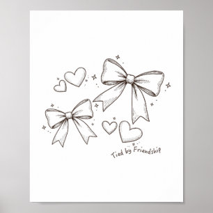 Tied By Friendship Best Friend Matching Ribbon Hea Poster