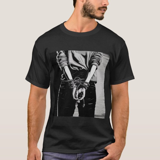 Tied hands shibari BW illustration T-Shirt (Front)