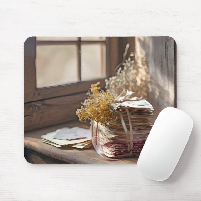Tied Love Letters By Window  Mouse Mat (With Mouse)