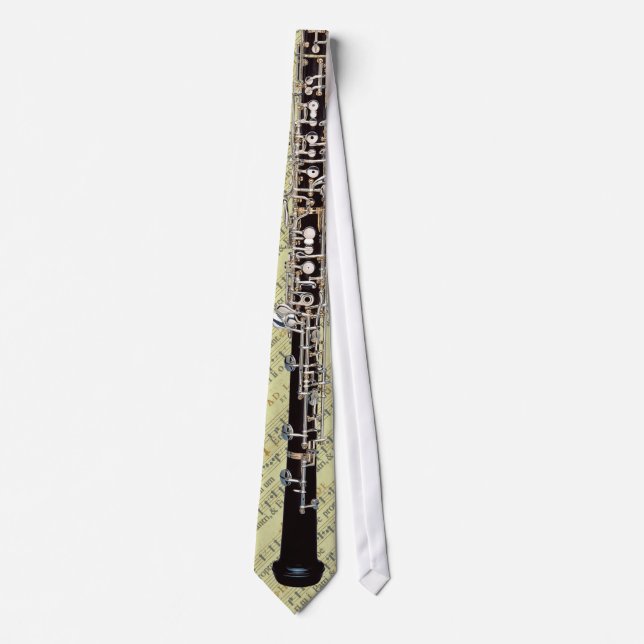 Tied Oboe on Mediaeval Music Manuscript Tie (Front)