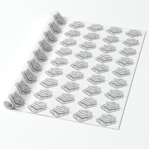 Tied Stacked Books Vintage Sketch Illustration  Wrapping Paper