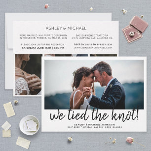 TIED THE KNOT   Elopement 4 Photo Reception Only Invitation