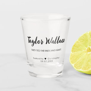 Tied the knot have a shot personalised wedding shot glass