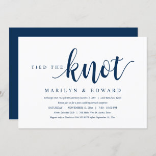 Tied the knot, Modern Post Wedding Elopement  Invi Invitation