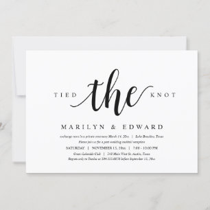Tied the knot, Modern Post Wedding Elopement Invitation