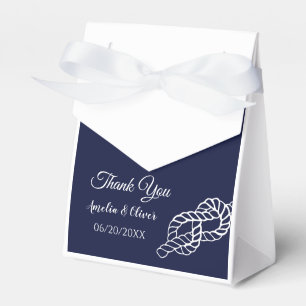 Tied The Knot Nautical Rope White & Navy Wedding Favour Box
