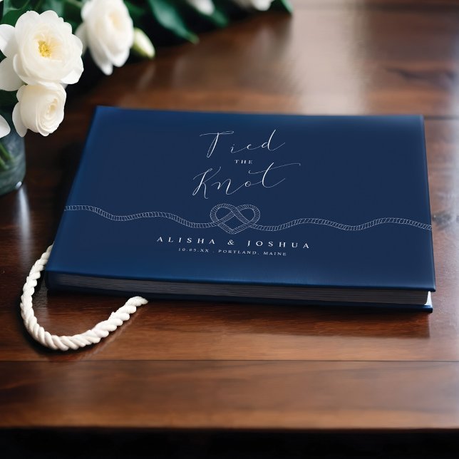 Tied The Knot Rope Heart Nautical Navy & White Guest Book (Tied The Knot Rope Heart Nautical Navy & White Guest Book)