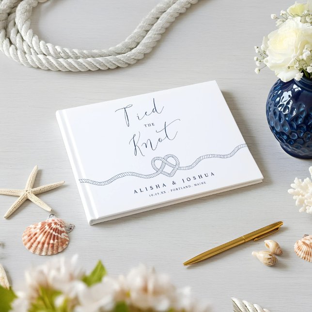 Tied The Knot Rope Heart Nautical Navy & White Guest Book (Tied The Knot Rope Heart Nautical Navy & White Guest Book)