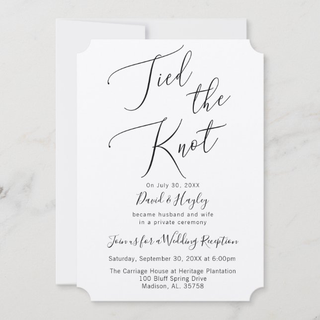 Tied the Knot Wedding Reception Invitation (Front)