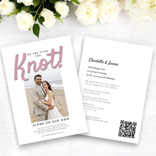 Tied the knot wedding reception QR code   Invitation (easy to add a website for all your details and rsvp information)