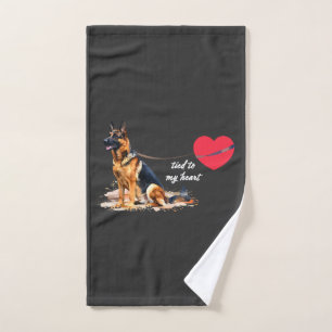 Tied to My Heart German Shepherd Hand Towel