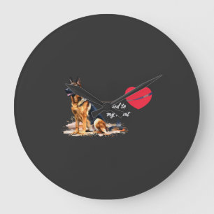 Tied to My Heart German Shepherd Large Clock