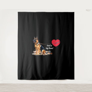 Tied to My Heart German Shepherd Tapestry