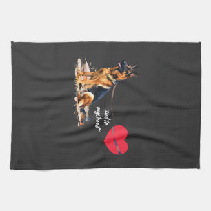 Tied to My Heart German Shepherd Tea Towel