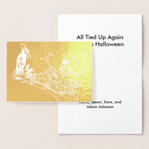 Tied Up Scarecrow Custom Names Happy Halloween Foil Card