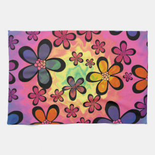 tiedye floral tea towel