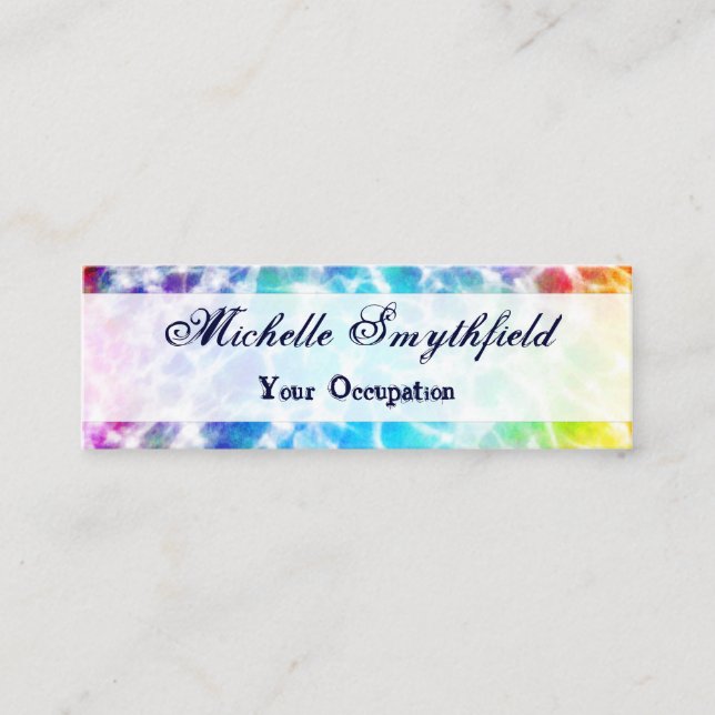 Tiedye Hippie Wavy Rainbow Effect Mini Business Card (Front)