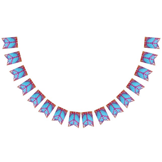 tiedye party bunting banner Peace sign (All)