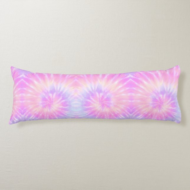 Tiedye Pastel Rainbow Spiral Hippie Tie Dye    Body Cushion (Front)