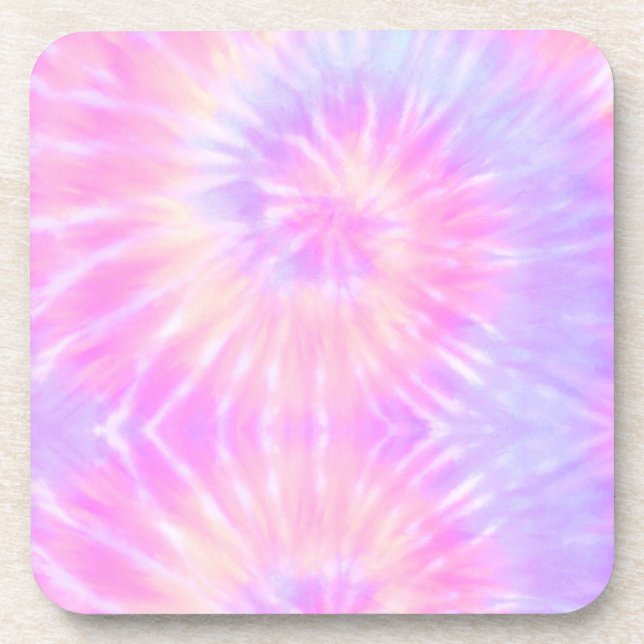 Tiedye Pastel Rainbow Spiral Hippie Tie Dye   Coaster (Front)