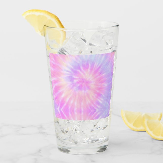 Tiedye Pastel Rainbow Spiral Hippie Tie Dye  Glass (Front Ice)