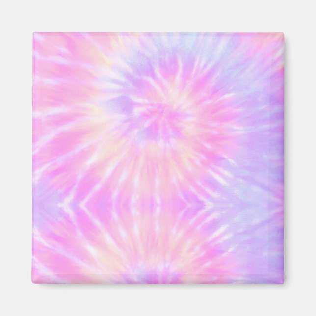 Tiedye Pastel Rainbow Spiral Hippie Tie Dye   Magnet (Front)
