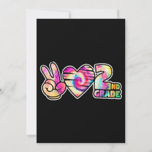Tiedye Peace Love Second 2nd Grade Cute School Tea Invitation